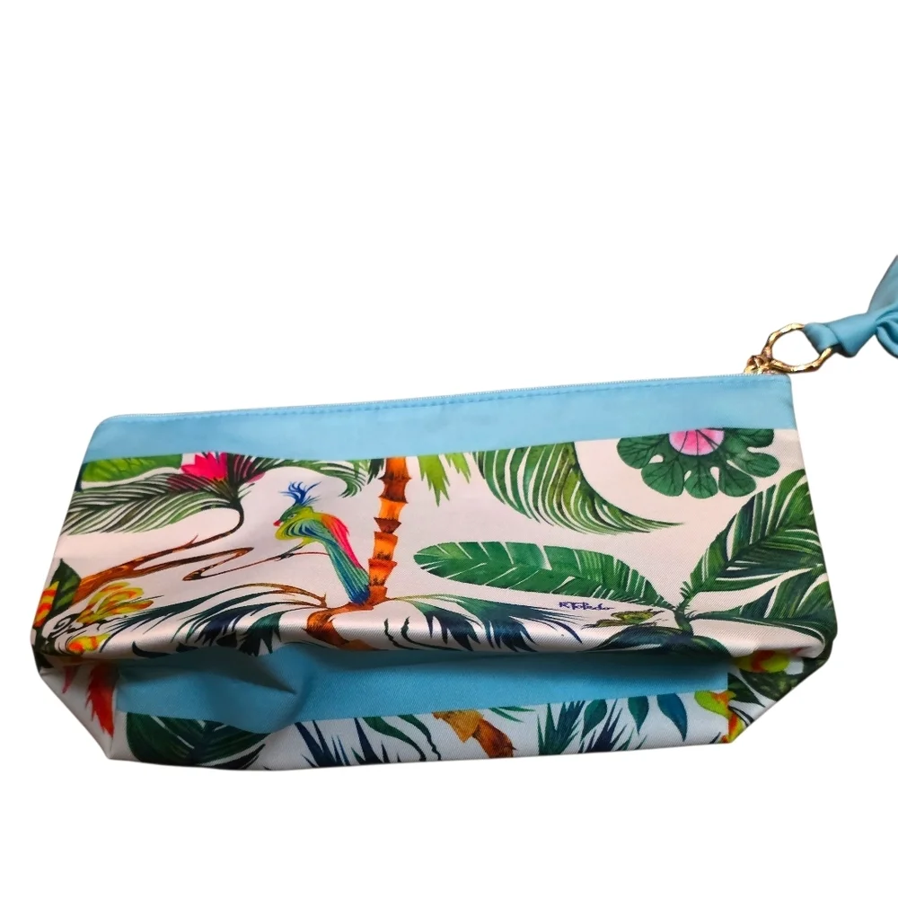 Estée Lauder x R. Toledo Tropical Bird Parrot Palm Print Cosmetic Pouch